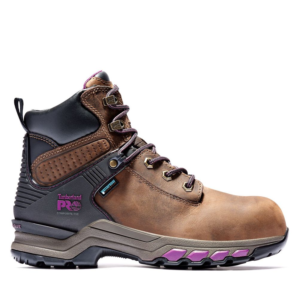 Botas de Trabajo Timberland Mujer Pro® Hypercharge 6-Inch Composite-Toe Waterproof Marrones/Negras -